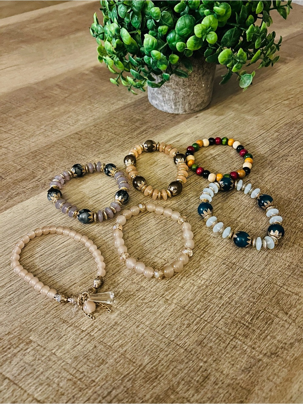 Beaded Stretch Bracelet Set - Mixed Colors